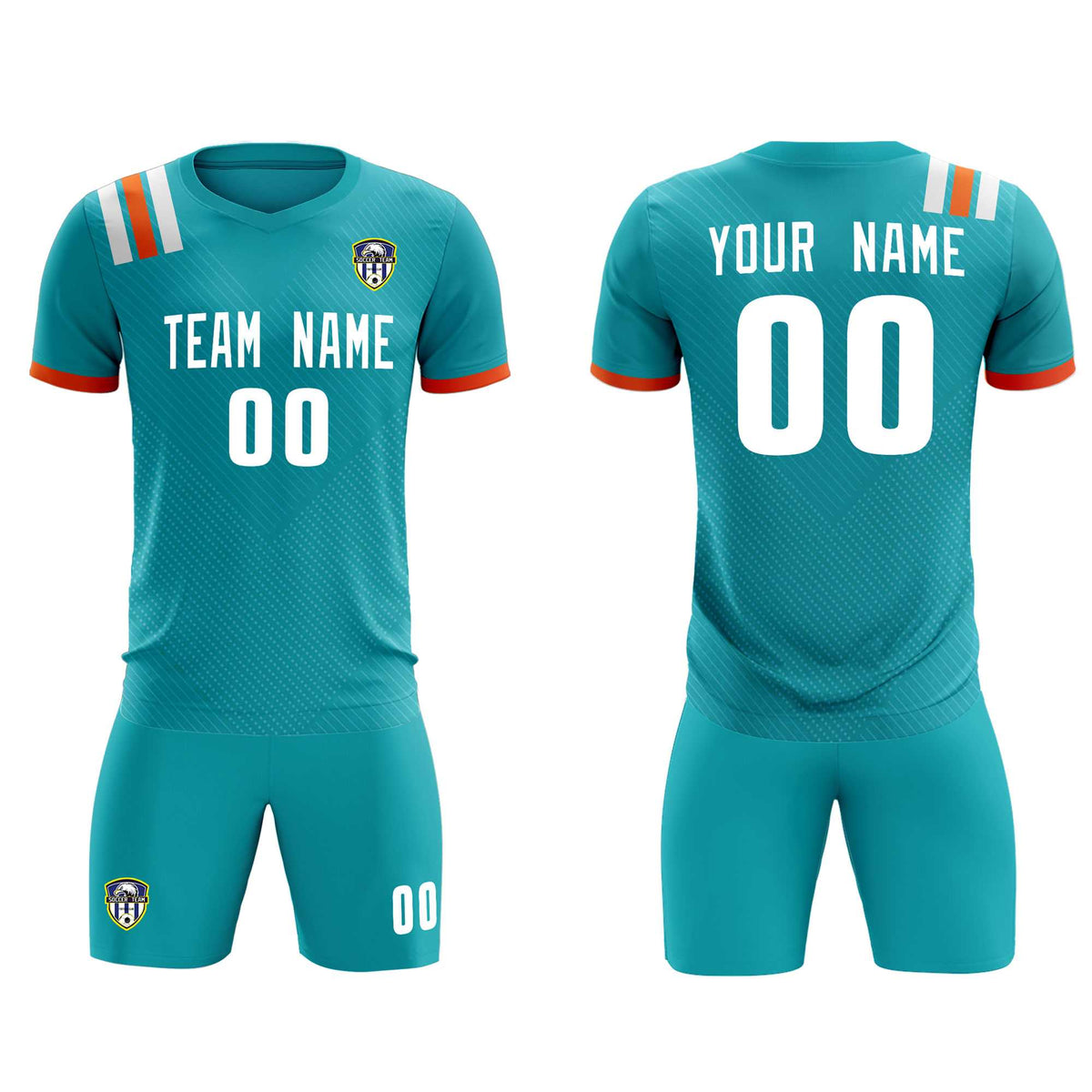 Custom Aqua Striped Sportswear Football Kit Jersey For Adults