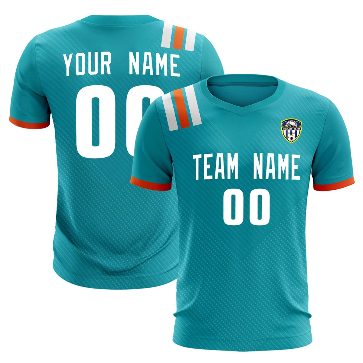 Custom Aqua Striped Sportswear Football Kit Jersey For Adults