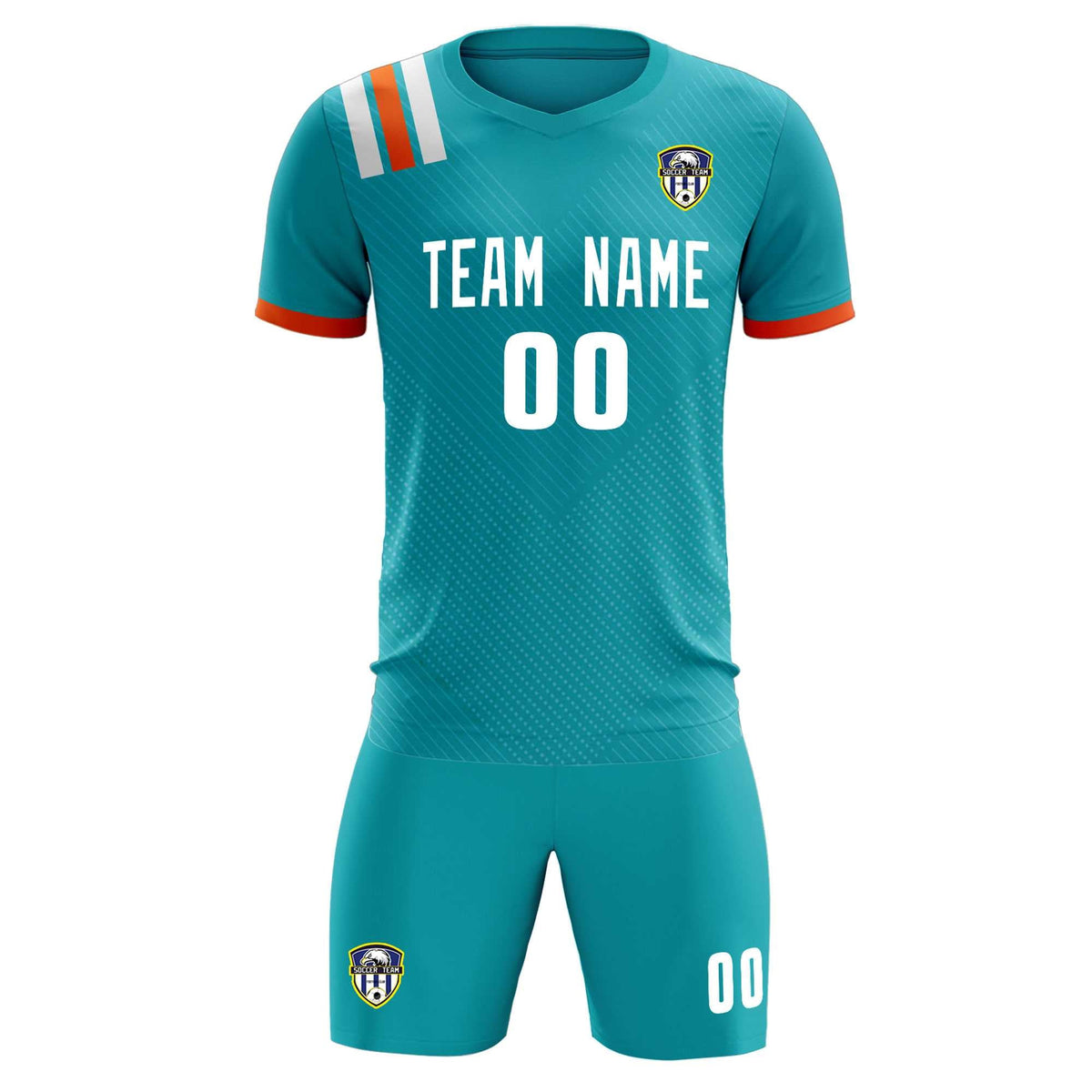 Custom Aqua Striped Sportswear Football Kit Jersey For Adults