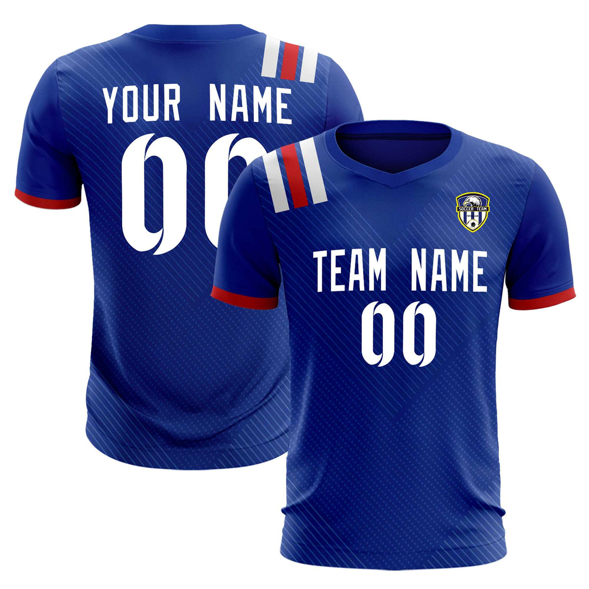 Custom Royal Striped Sportswear Football Kit Jersey For Adults