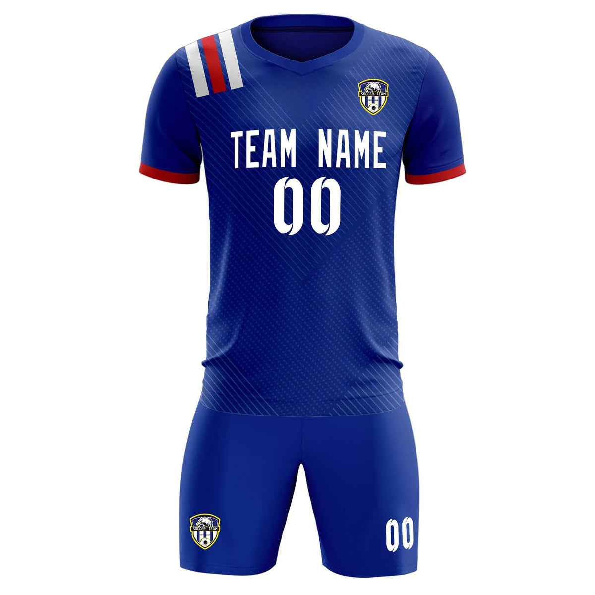 Custom Royal Striped Sportswear Football Kit Jersey For Adults