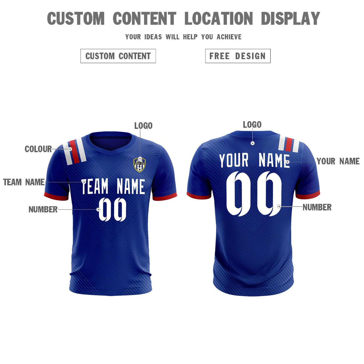 Custom Royal Striped Sportswear Football Kit Jersey For Adults