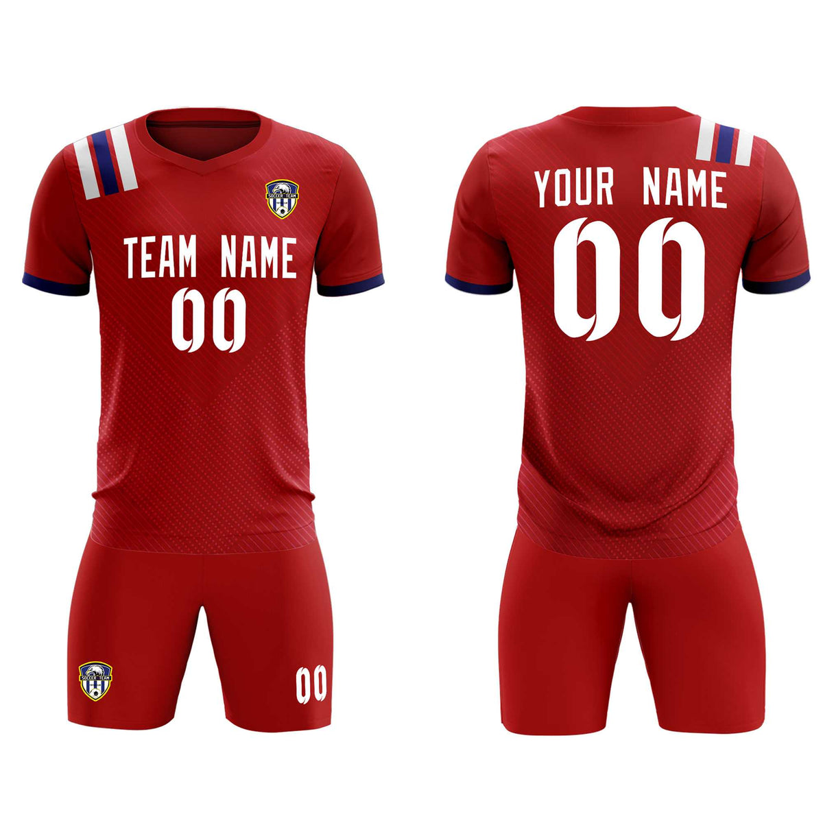 Custom Red Striped Sportswear Football Kit Jersey For Adults