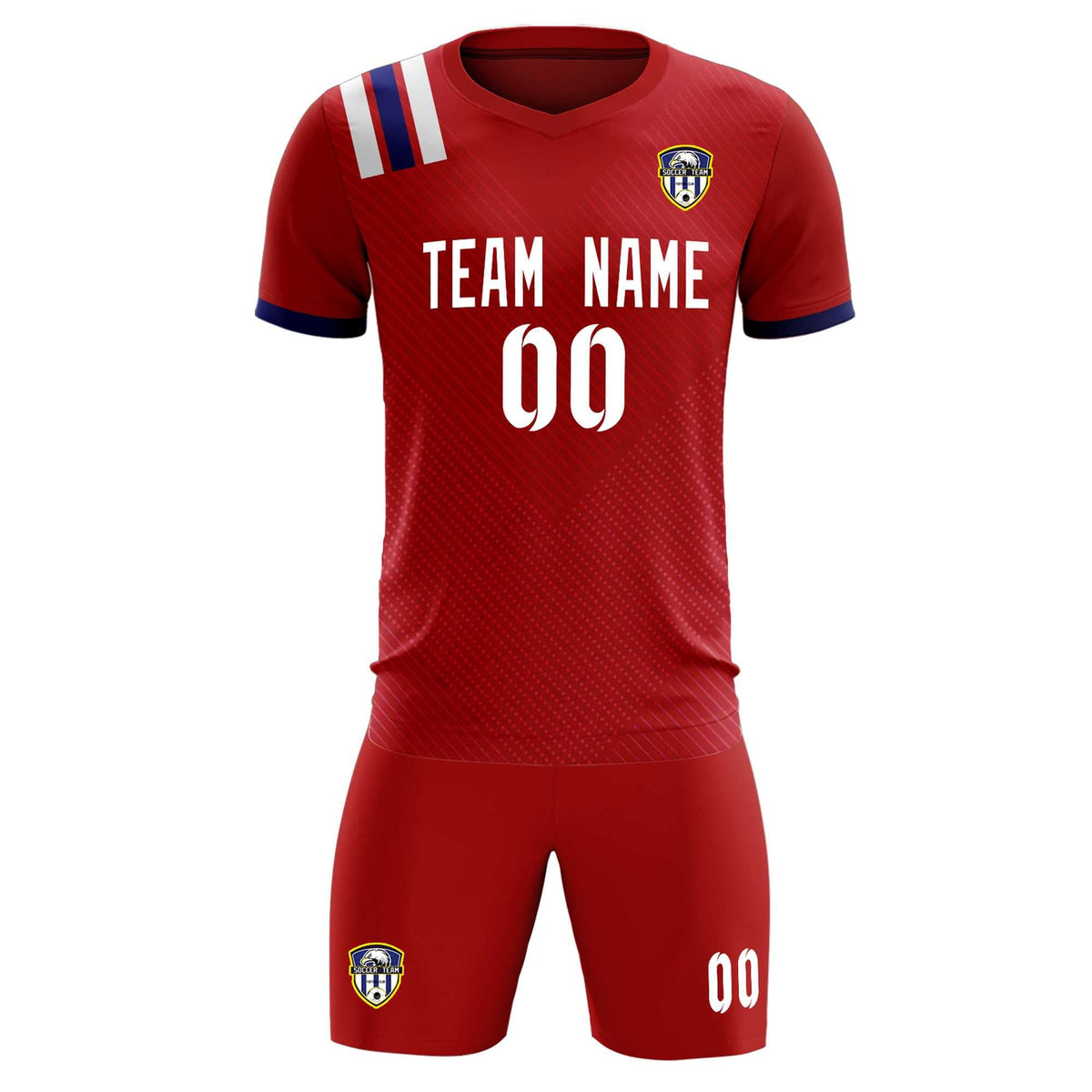 Custom Red Striped Sportswear Football Kit Jersey For Adults