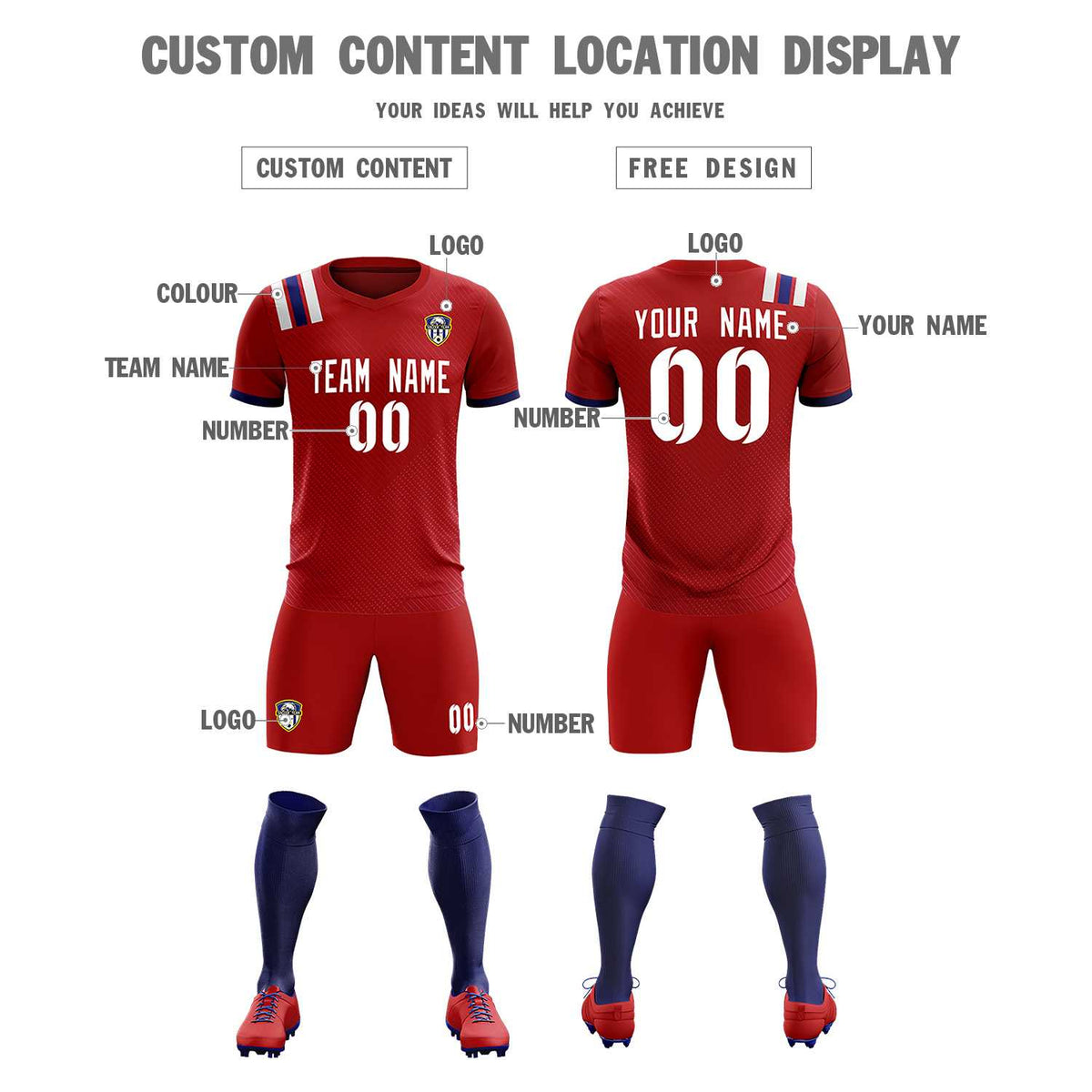 Custom Red Striped Sportswear Football Kit Jersey For Adults