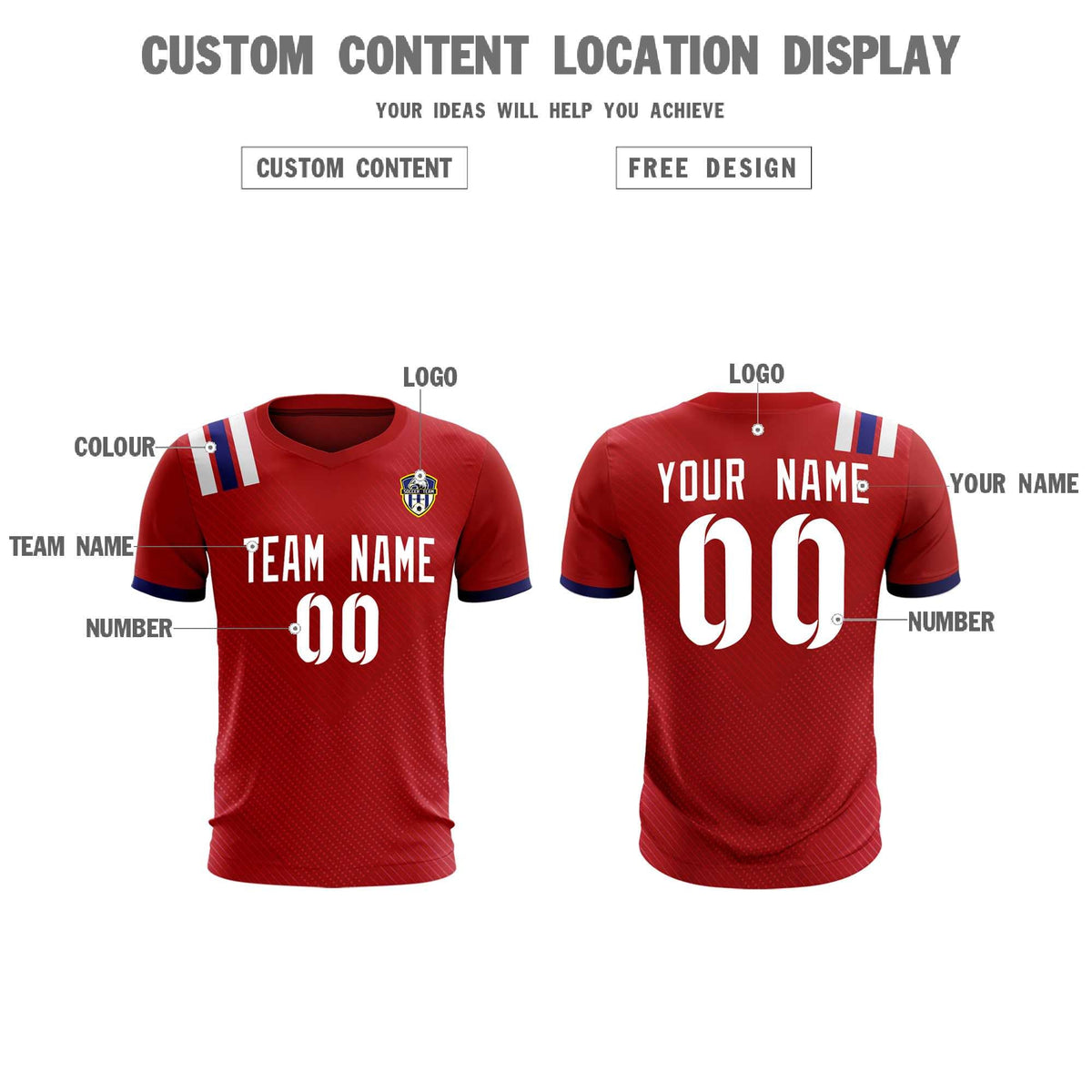 Custom Red Striped Sportswear Football Kit Jersey For Adults