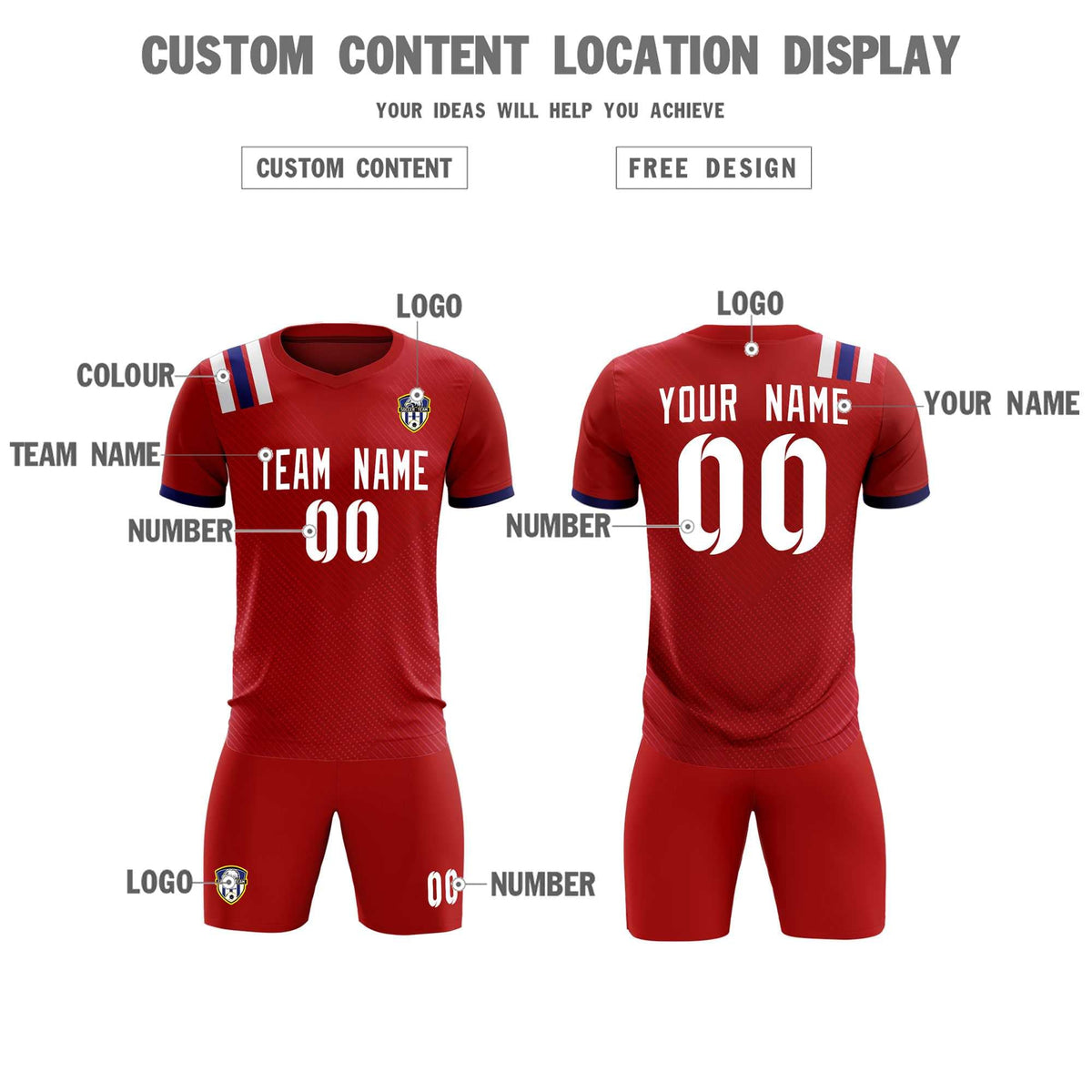 Custom Red Striped Sportswear Football Kit Jersey For Adults