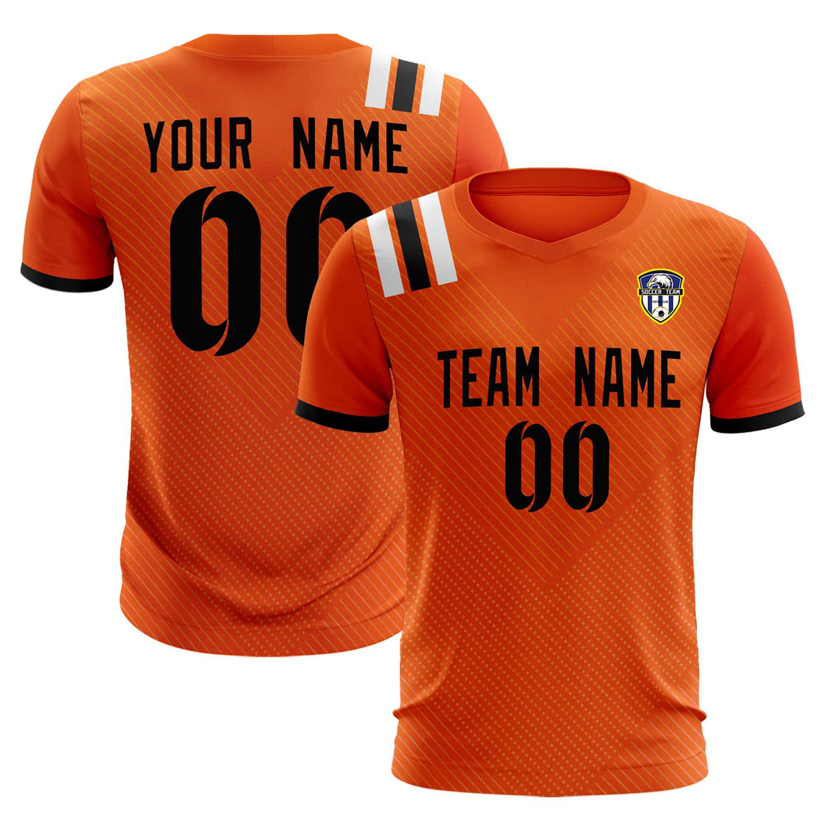 Custom Orange Striped Sportswear Football Kit Jersey For Adults