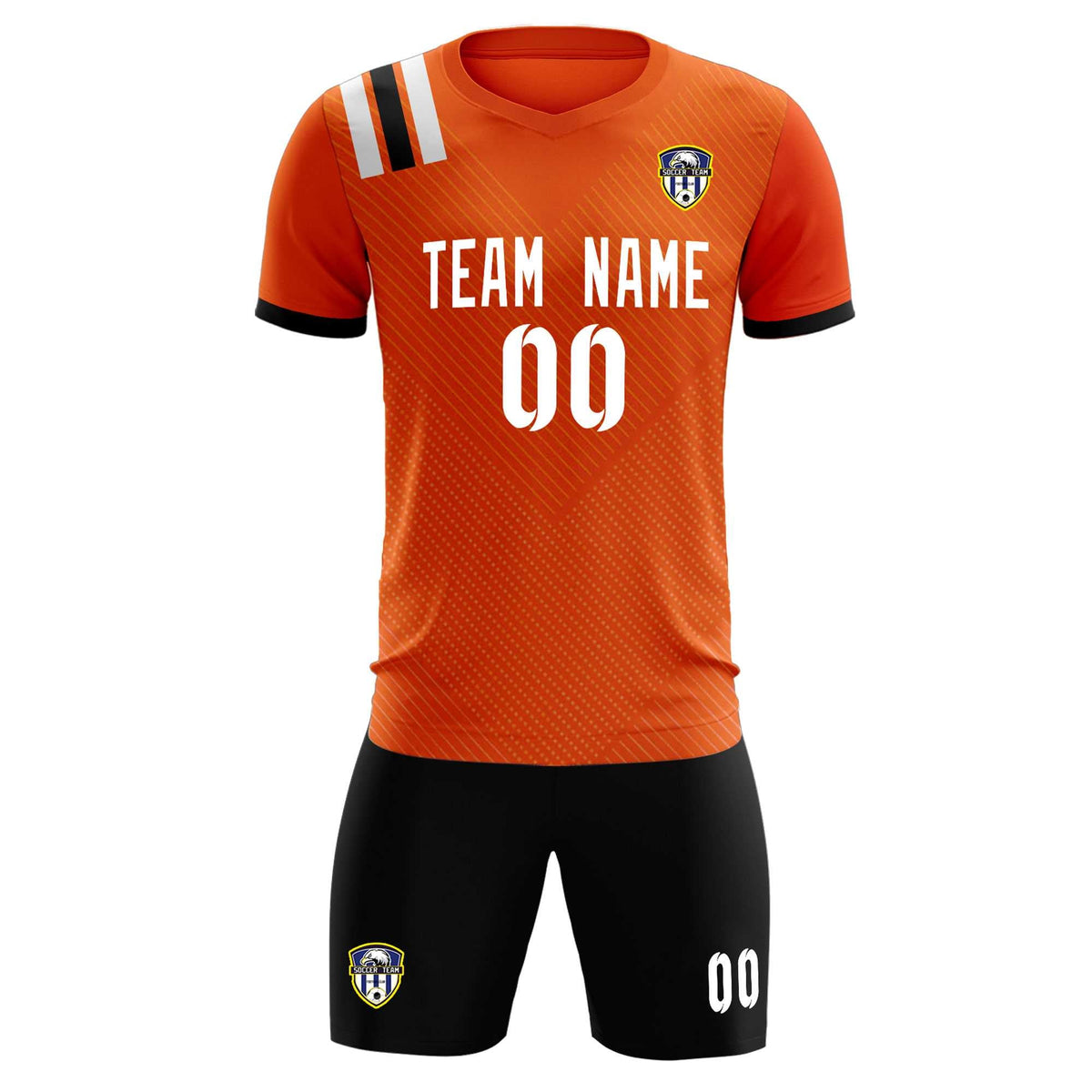 Custom Orange Striped Sportswear Football Kit Jersey For Adults