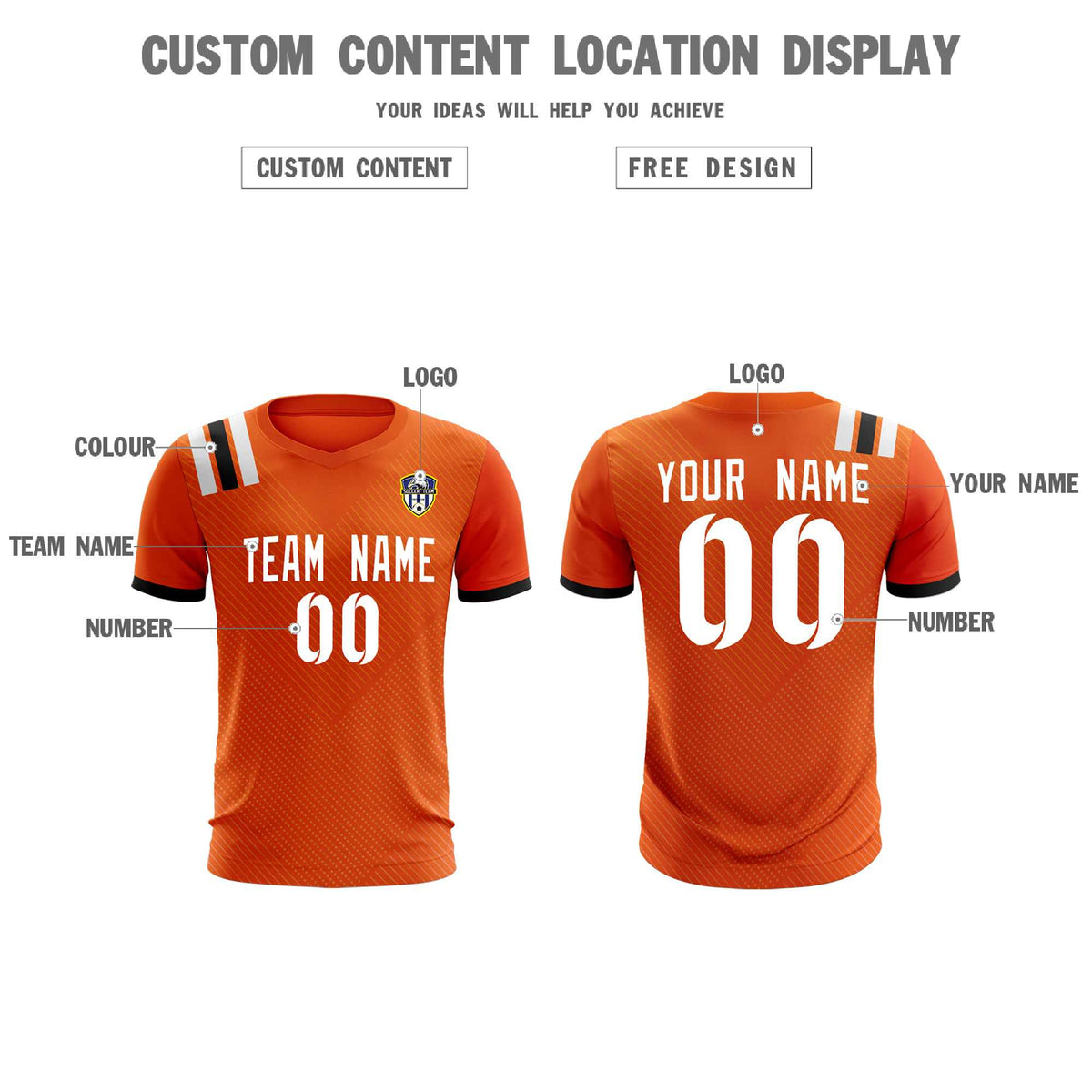 Custom Orange Striped Sportswear Football Kit Jersey For Adults