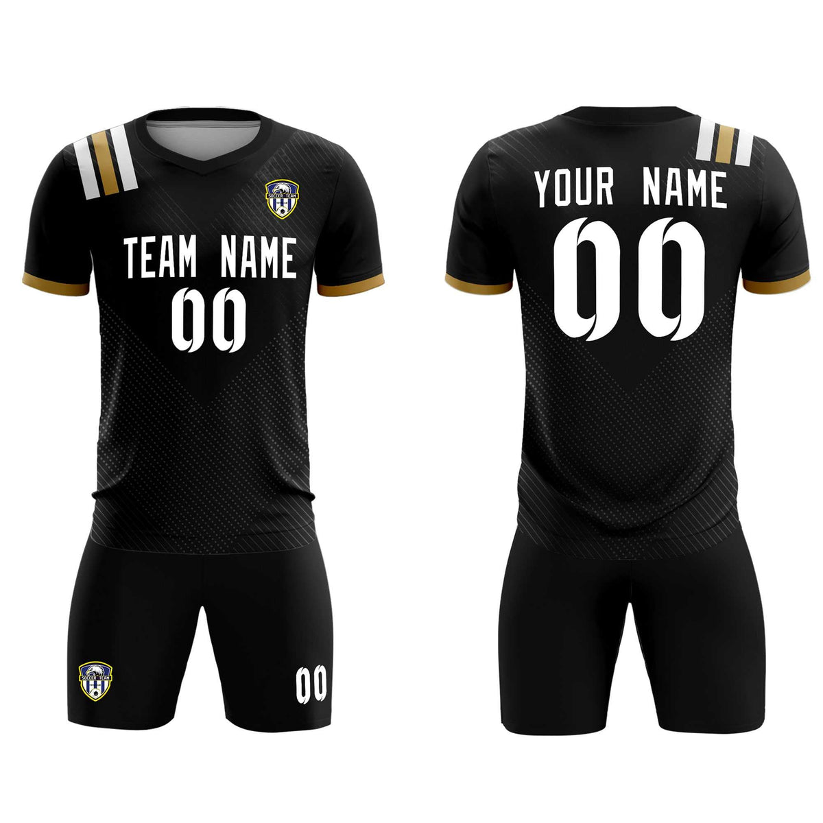 Custom Black Striped Sportswear Football Kit Jersey For Adults