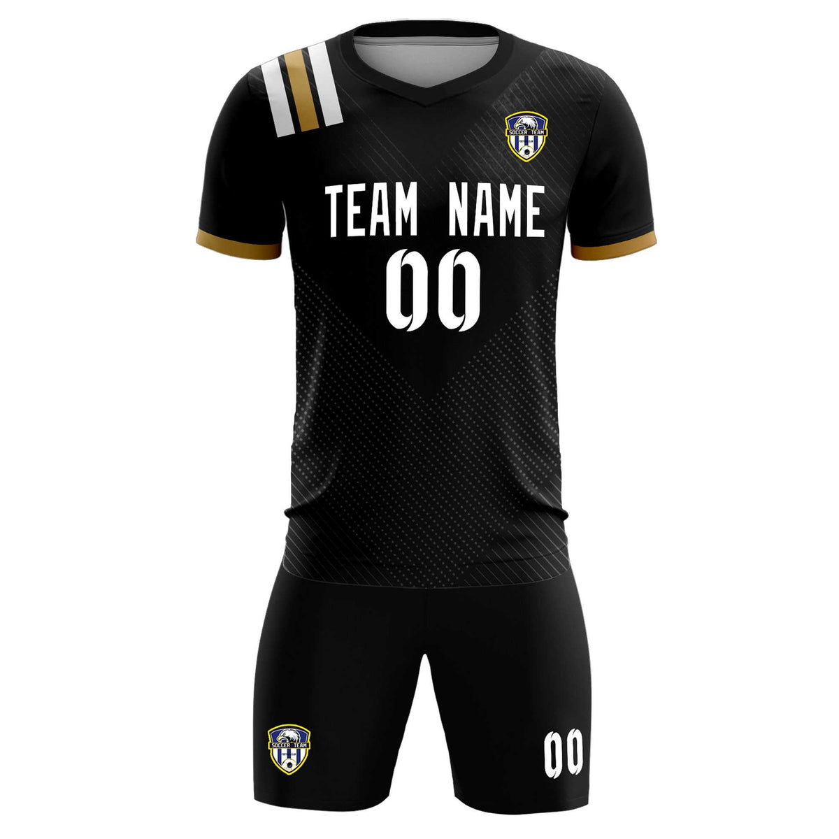 Custom Black Striped Sportswear Football Kit Jersey For Adults
