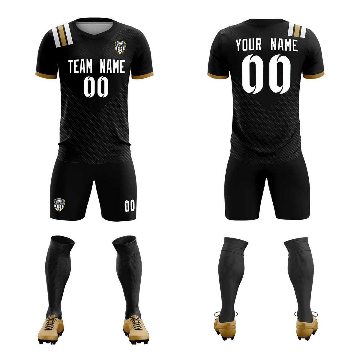 Custom Black Striped Sportswear Football Kit Jersey For Adults