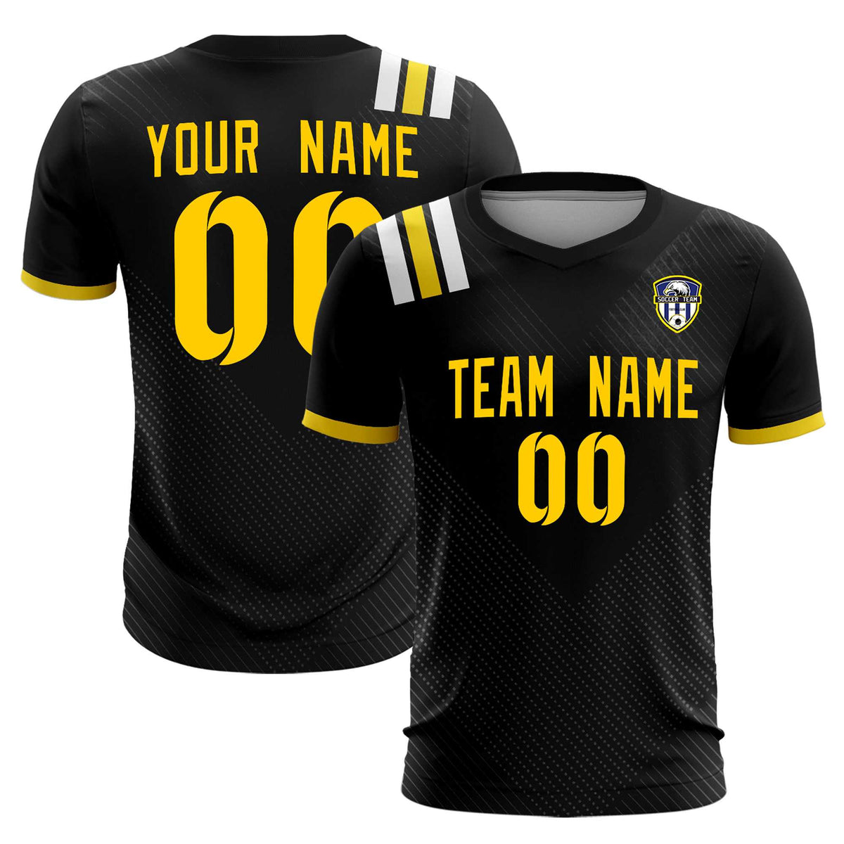 Custom Black Striped Sportswear Football Kit Jersey For Adults