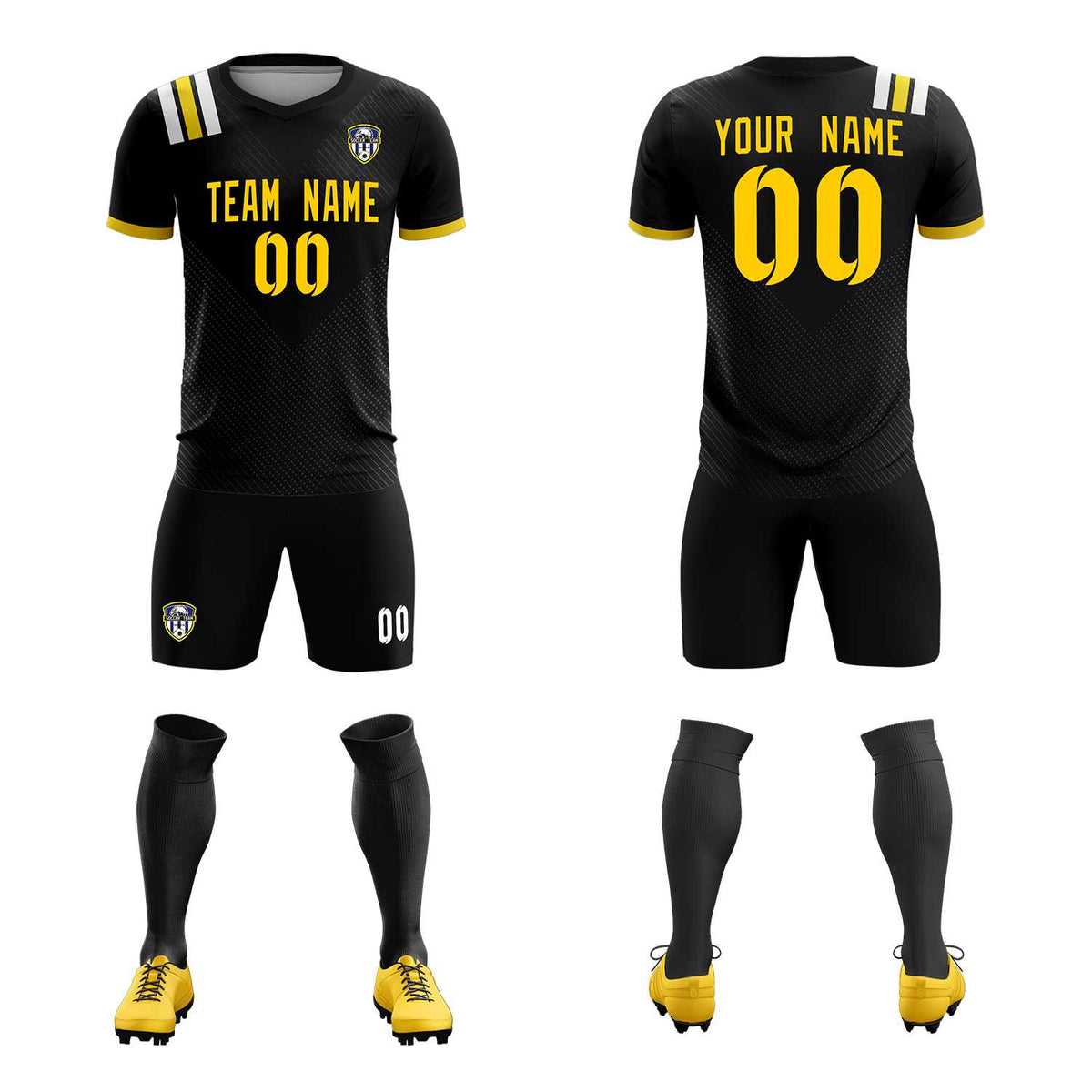 Custom Black Striped Sportswear Football Kit Jersey For Adults