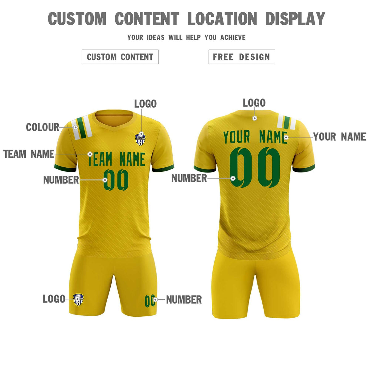Custom Gold Striped Sportswear Football Kit Jersey For Adults