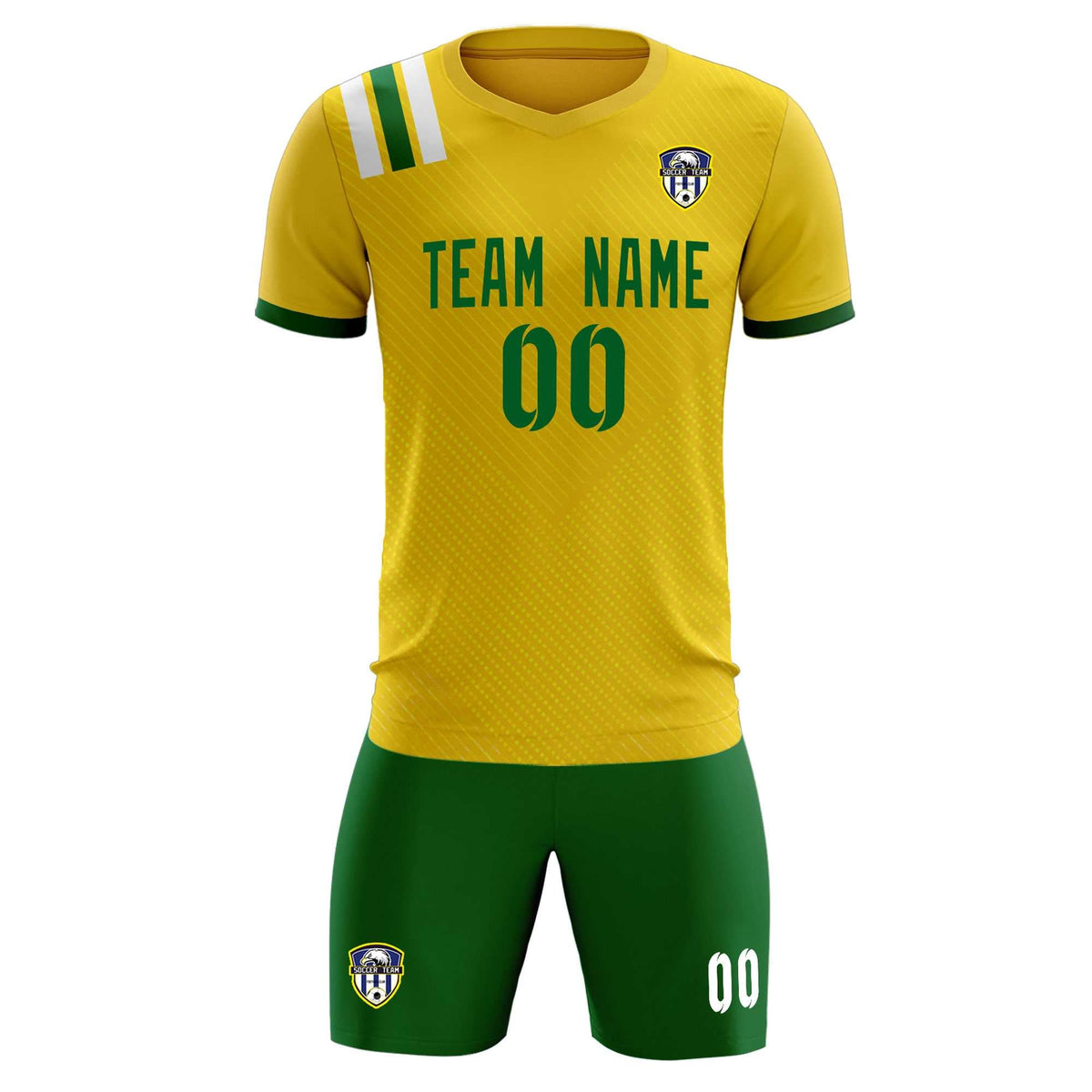 Custom Gold Striped Sportswear Football Kit Jersey For Adults