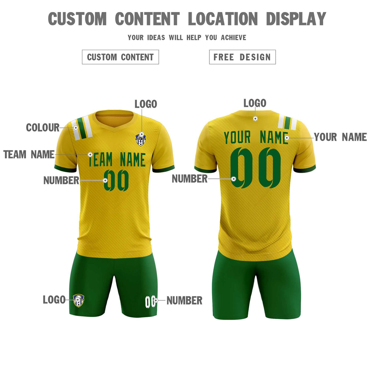 Custom Gold Striped Sportswear Football Kit Jersey For Adults