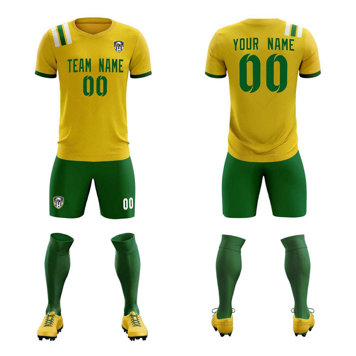 Custom Gold Striped Sportswear Football Kit Jersey For Adults