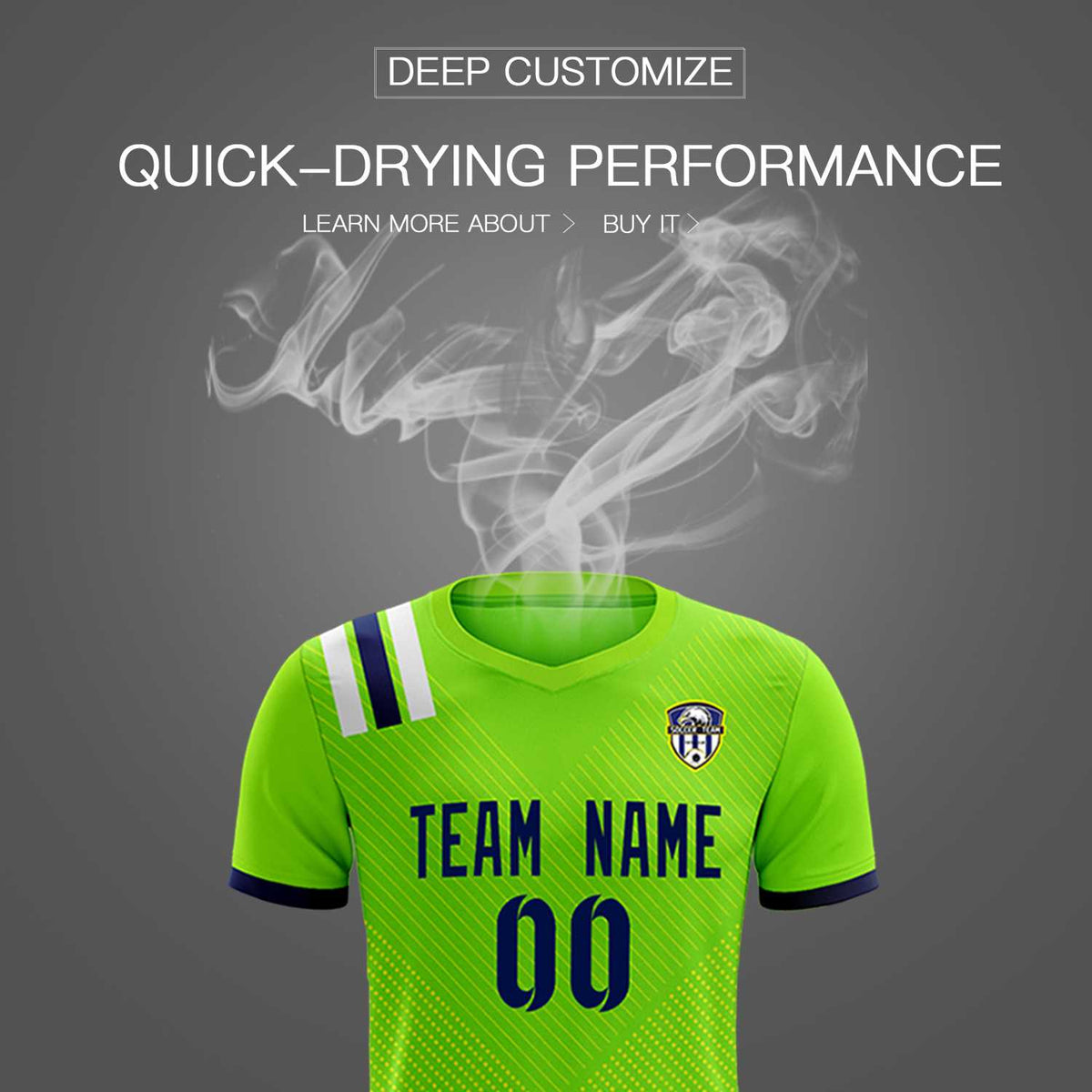 Custom Neon Green Striped Sportswear Football Kit Jersey For Adults