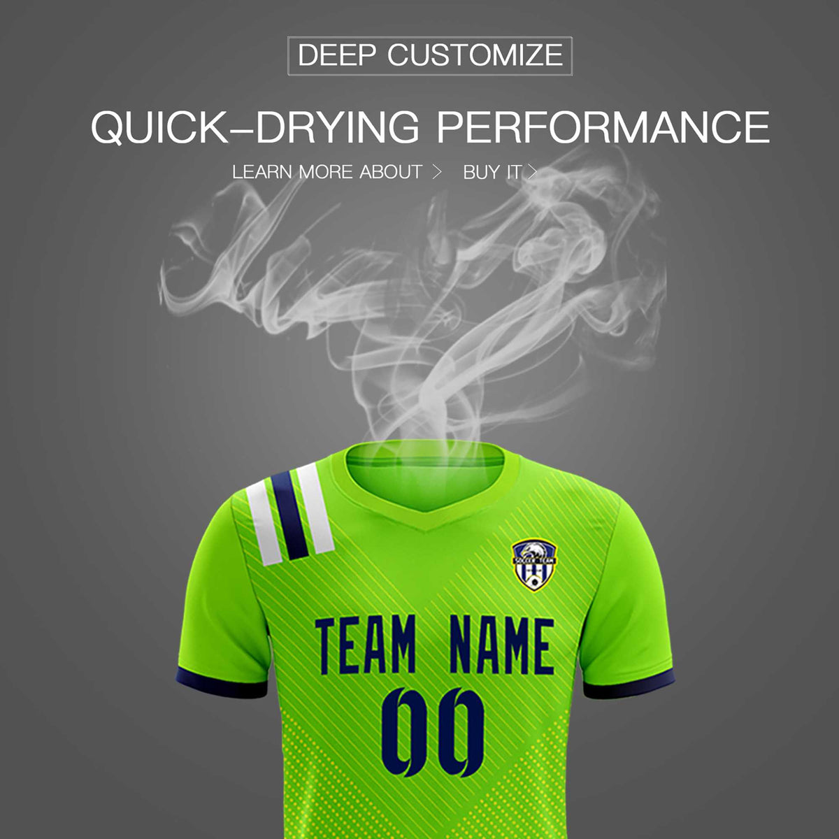 Custom Neon Green Striped Sportswear Football Kit Jersey For Adults