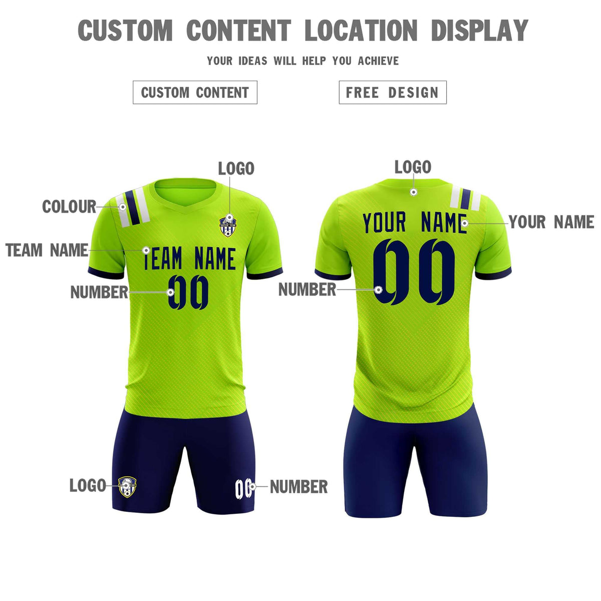 Custom Neon Green Striped Sportswear Football Kit Jersey For Adults