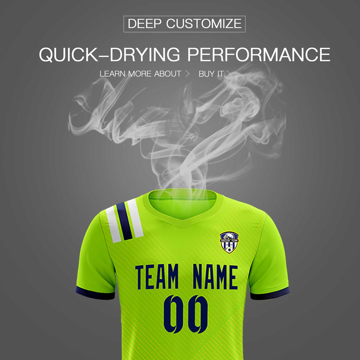 Custom Neon Green Striped Sportswear Football Kit Jersey For Adults