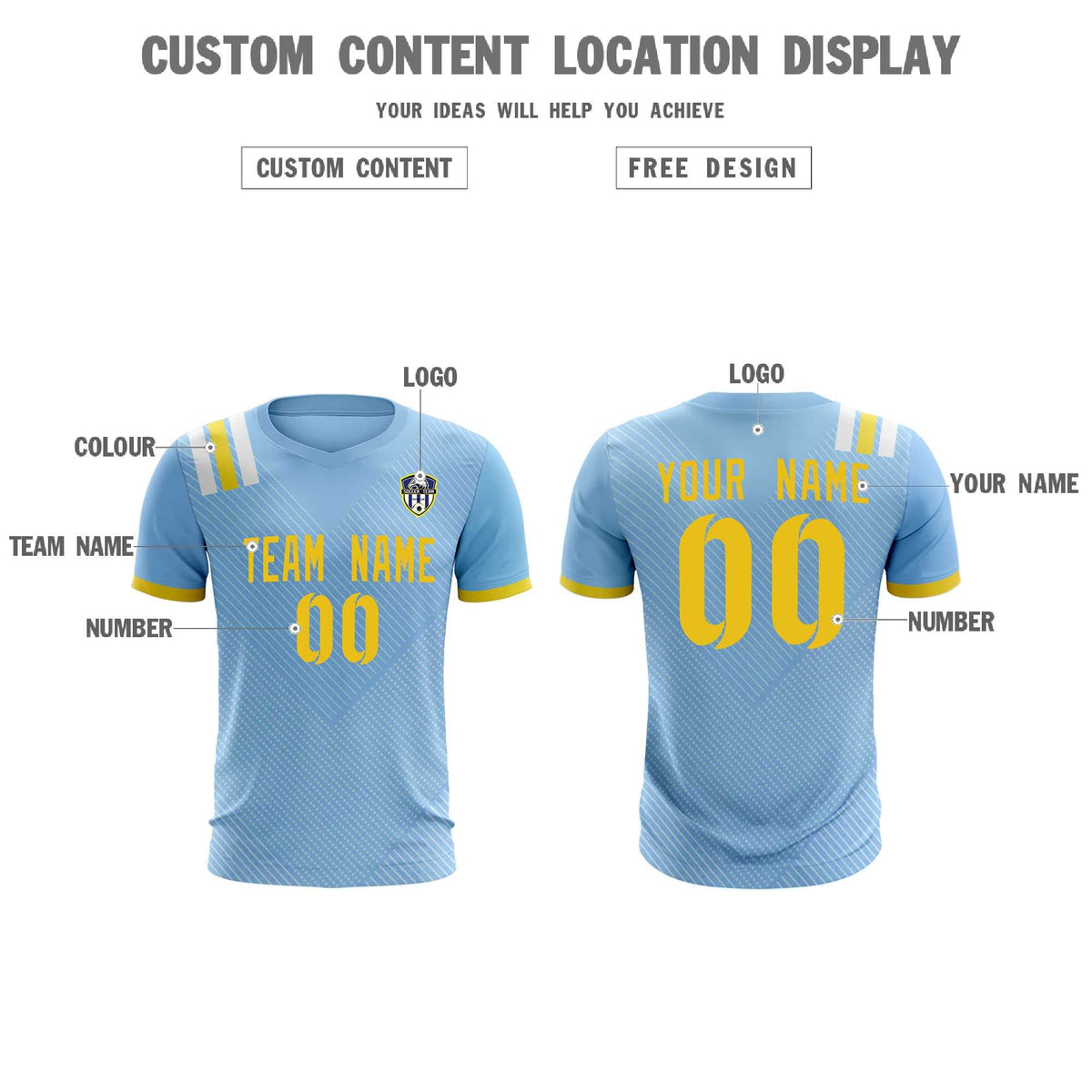 Custom Light Blue Striped Sportswear Football Kit Jersey For Adults