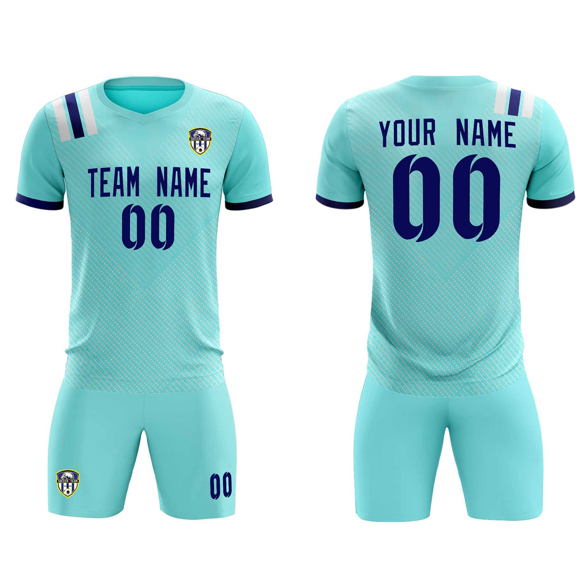 Custom Sky Blue Striped Sportswear Football Kit Jersey For Adults