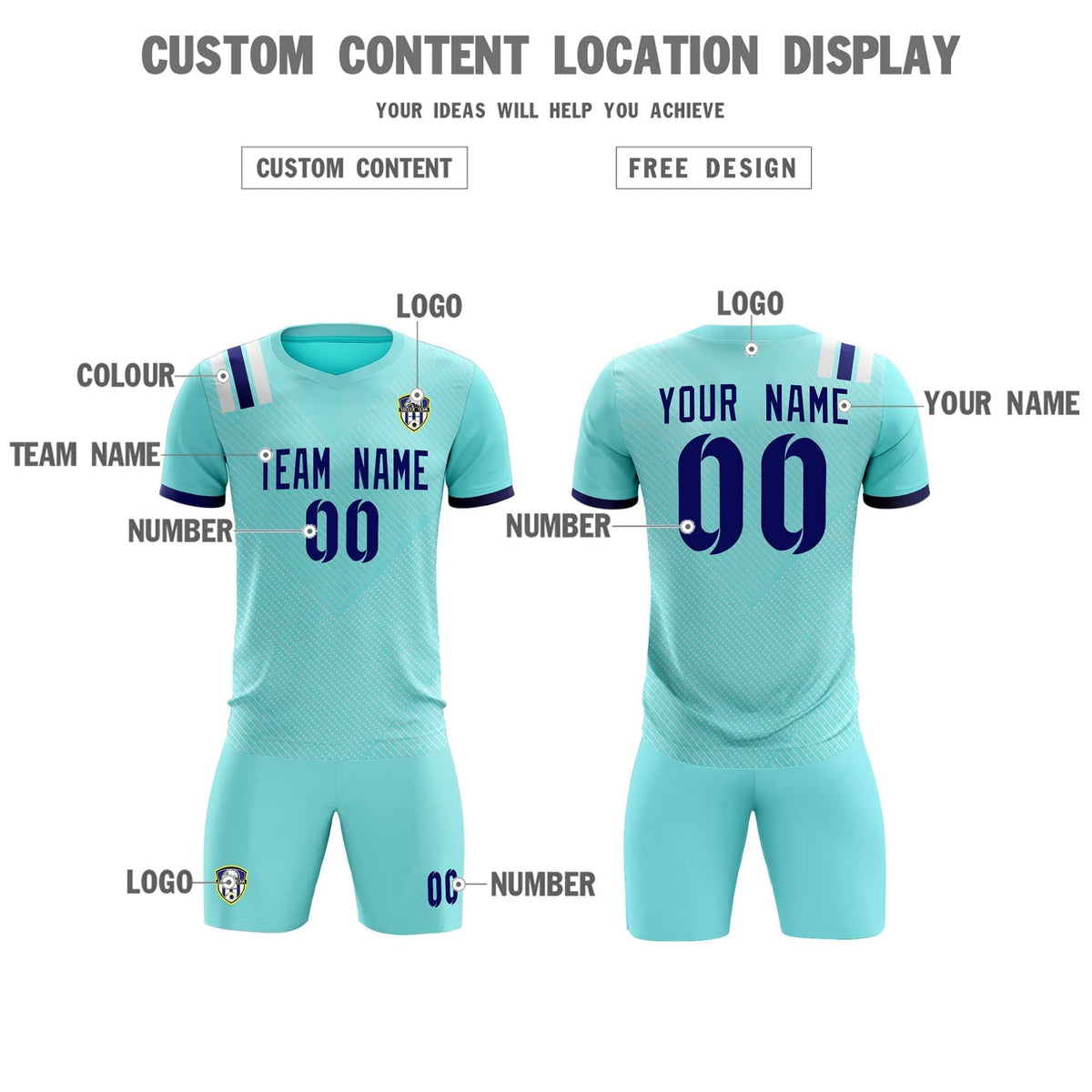 Custom Sky Blue Striped Sportswear Football Kit Jersey For Adults