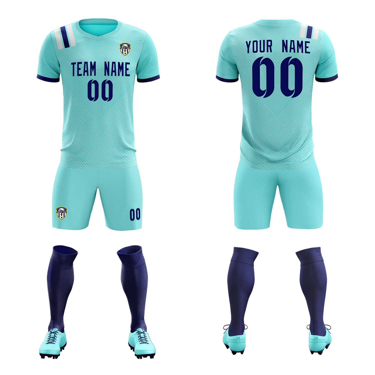 Custom Sky Blue Striped Sportswear Football Kit Jersey For Adults