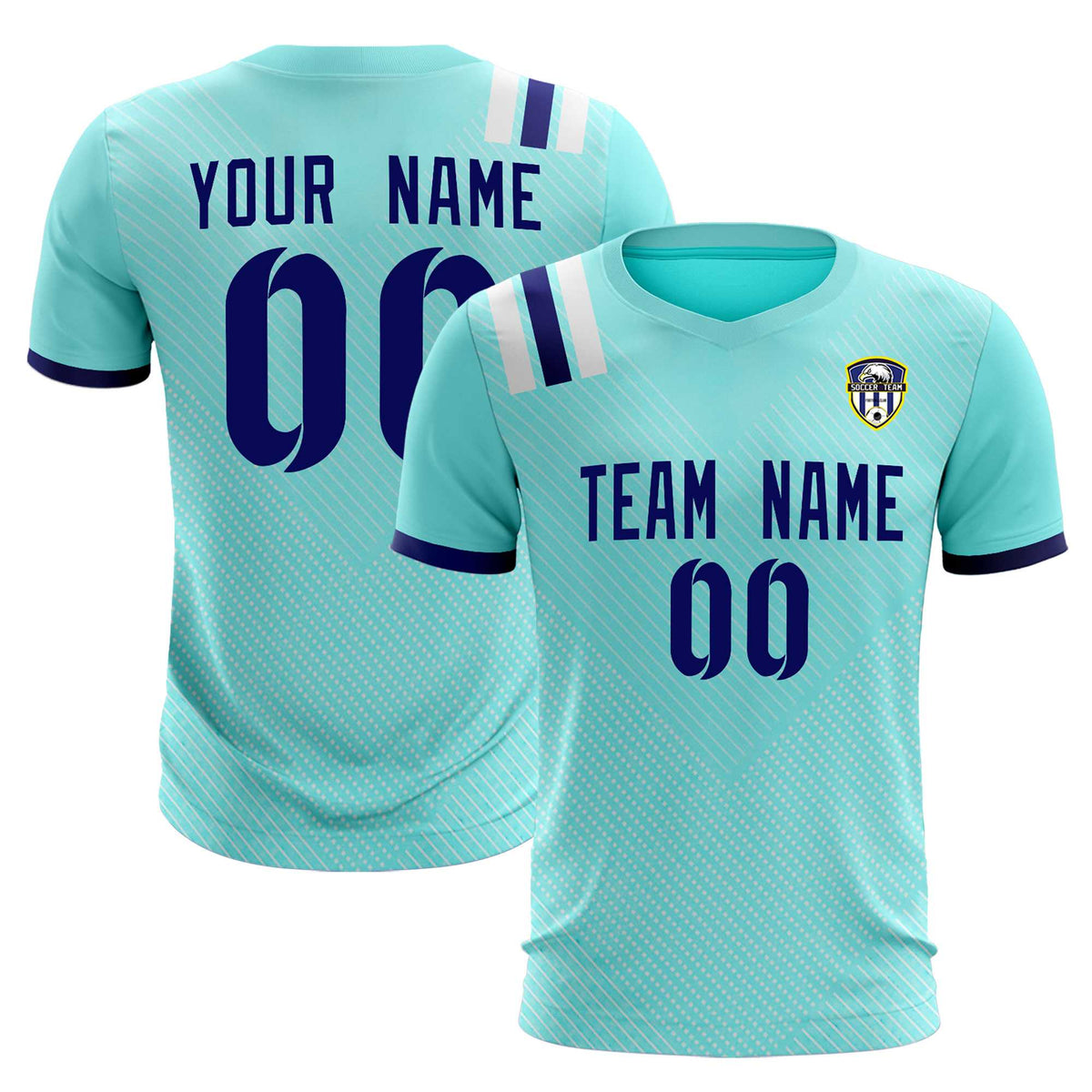 Custom Sky Blue Striped Sportswear Football Kit Jersey For Adults