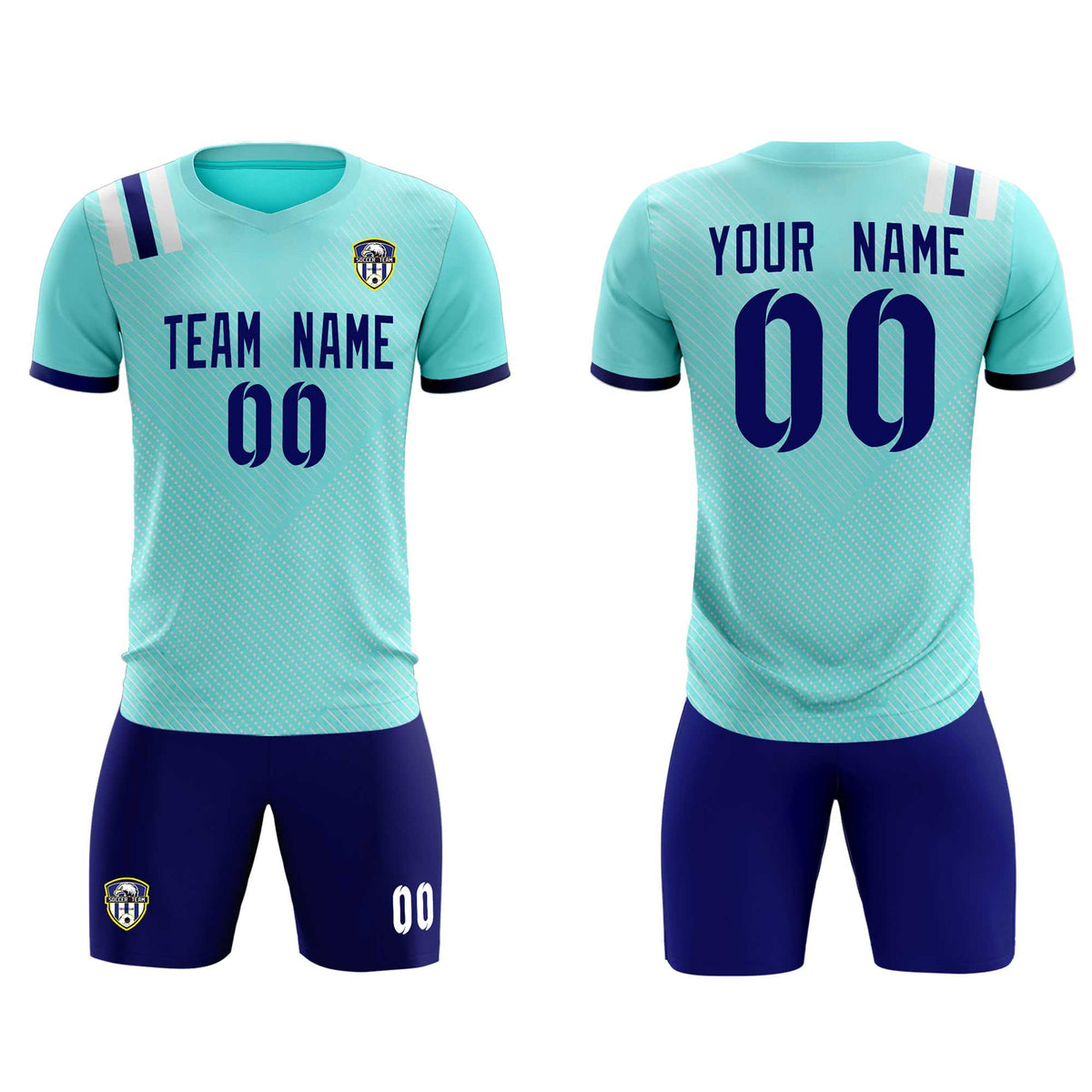 Custom Sky Blue Striped Sportswear Football Kit Jersey For Adults