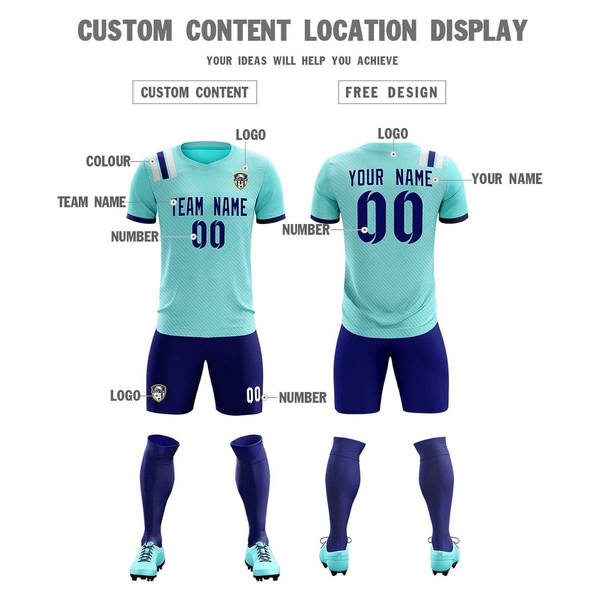 Custom Sky Blue Striped Sportswear Football Kit Jersey For Adults