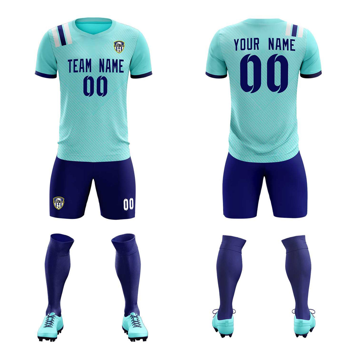 Custom Sky Blue Striped Sportswear Football Kit Jersey For Adults