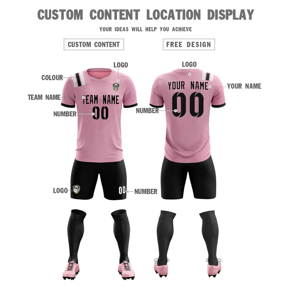 Custom Pink Striped Sportswear Football Kit Jersey For Adults