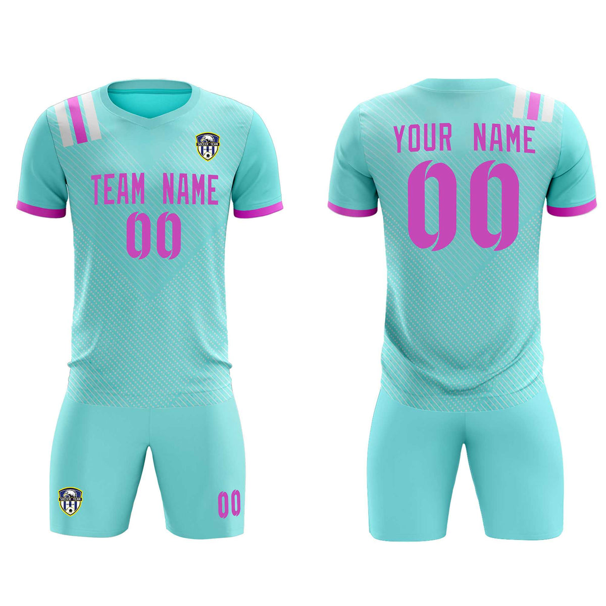 Custom Light Blue Striped Sportswear Football Kit Jersey For Adults