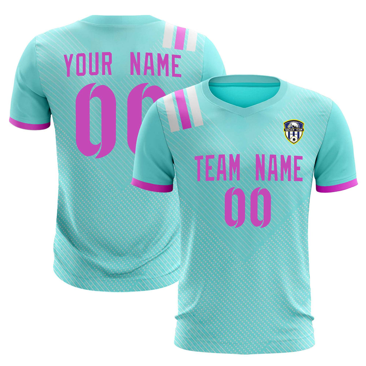 Custom Light Blue Striped Sportswear Football Kit Jersey For Adults