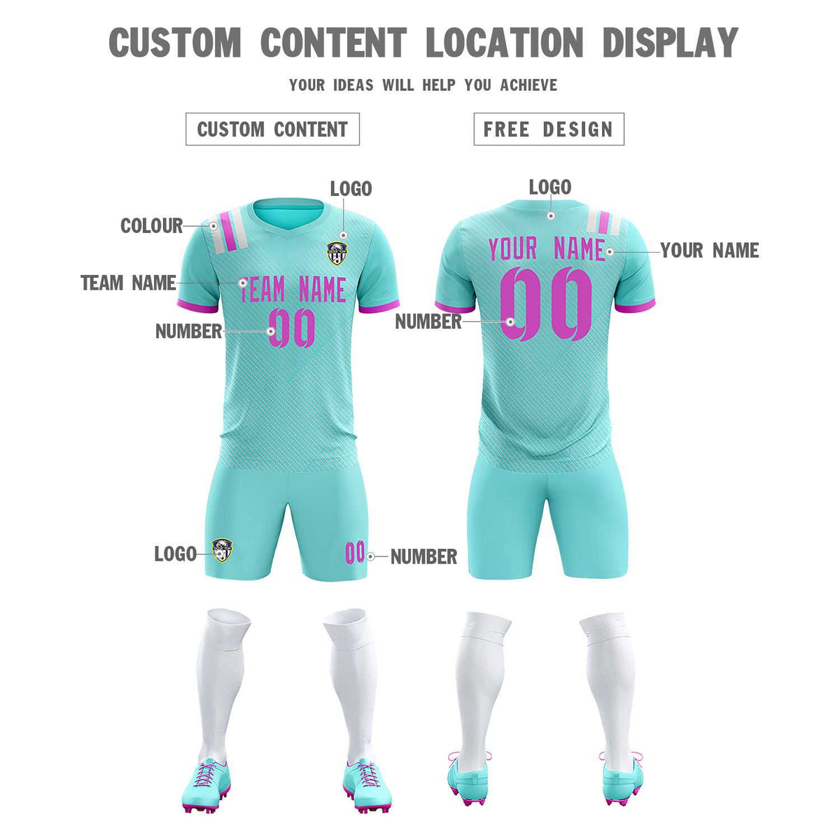 Custom Light Blue Striped Sportswear Football Kit Jersey For Adults