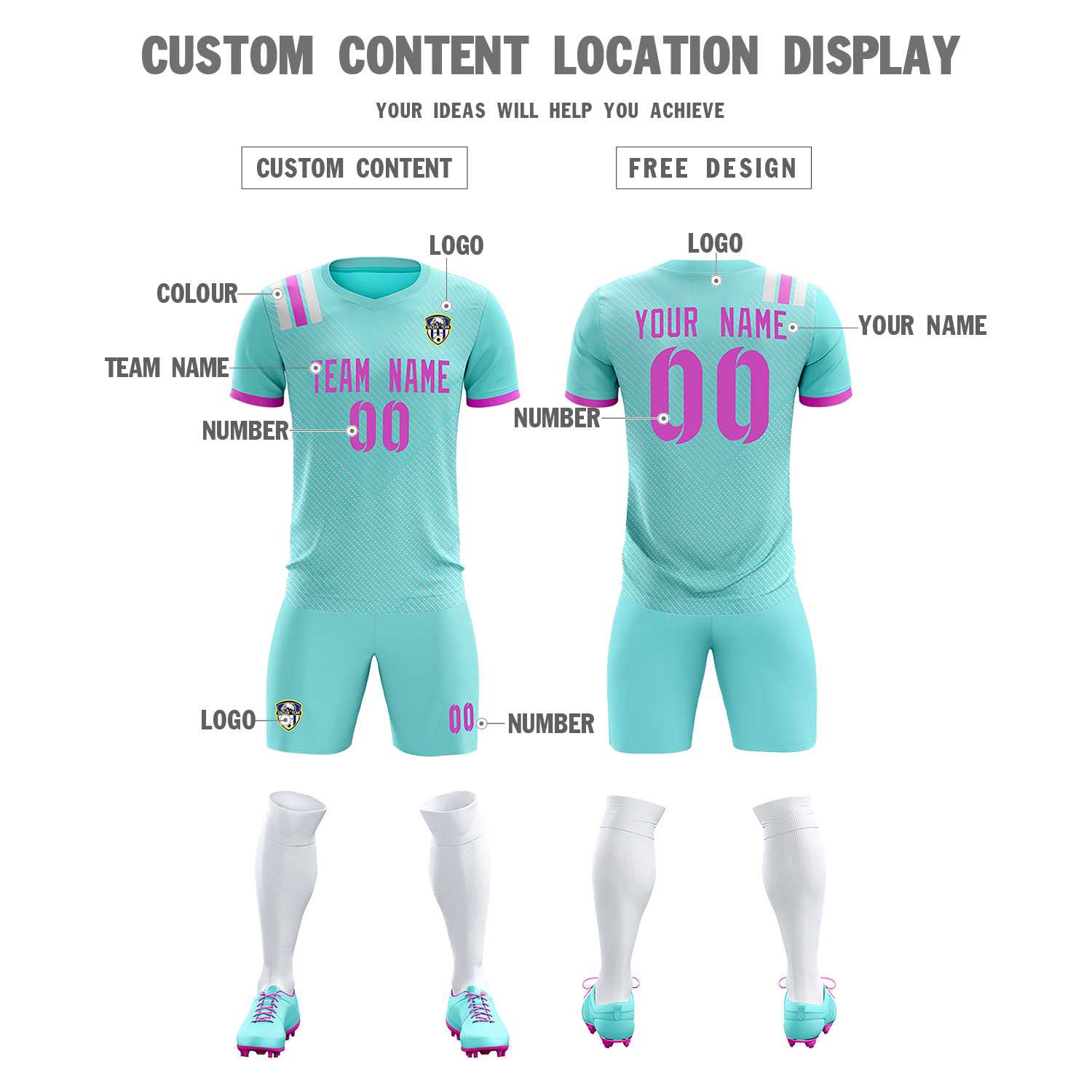 Custom Light Blue Striped Sportswear Football Kit Jersey For Adults