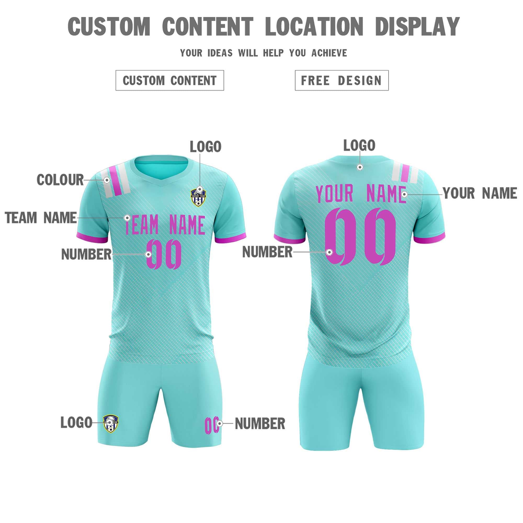 Custom Light Blue Striped Sportswear Football Kit Jersey For Adults
