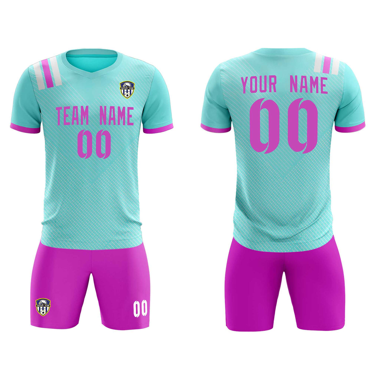 Custom Light Blue Striped Sportswear Football Kit Jersey For Adults