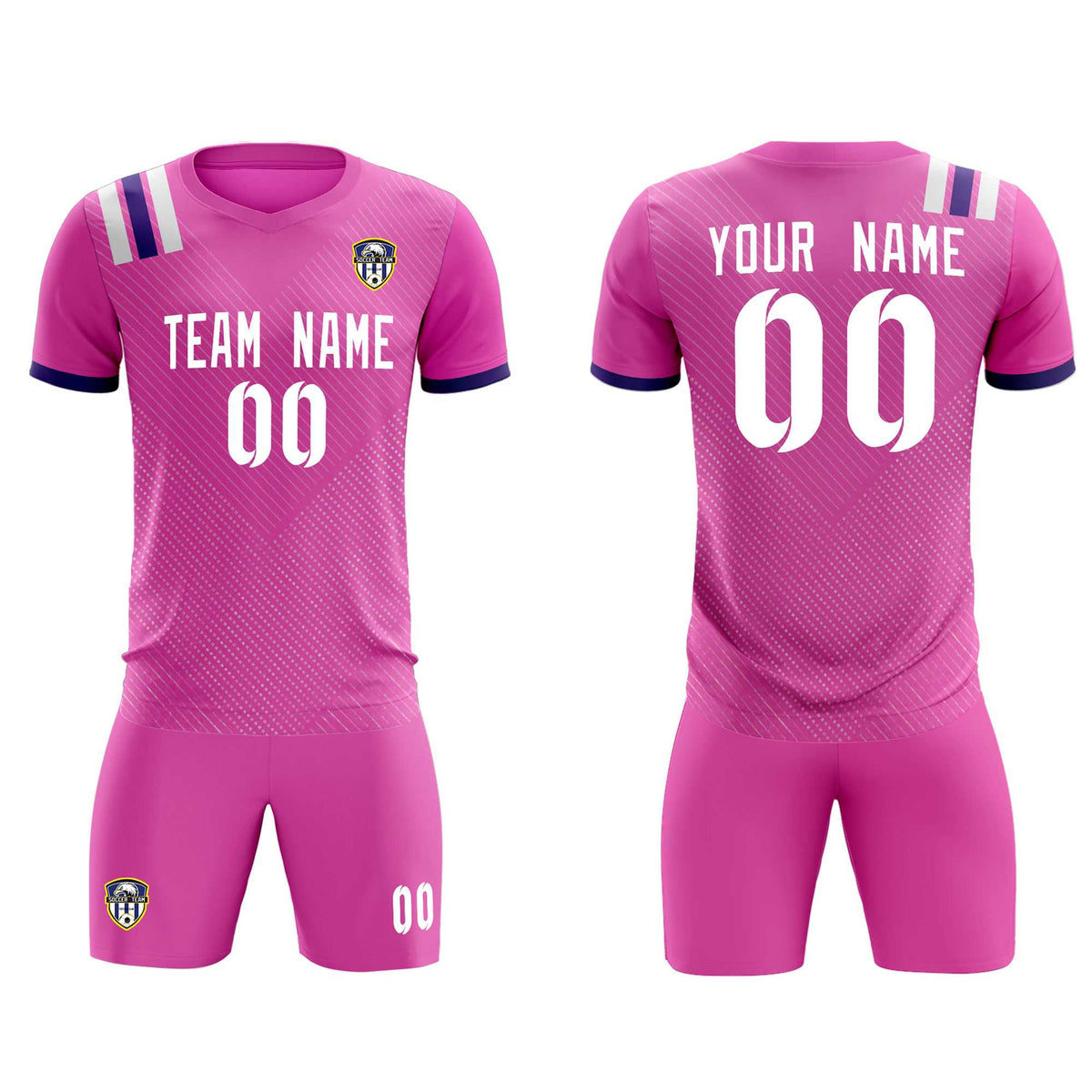 Custom Light Red Striped Sportswear Football Kit Jersey For Adults