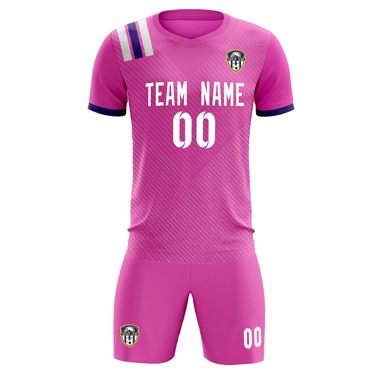 Custom Light Red Striped Sportswear Football Kit Jersey For Adults