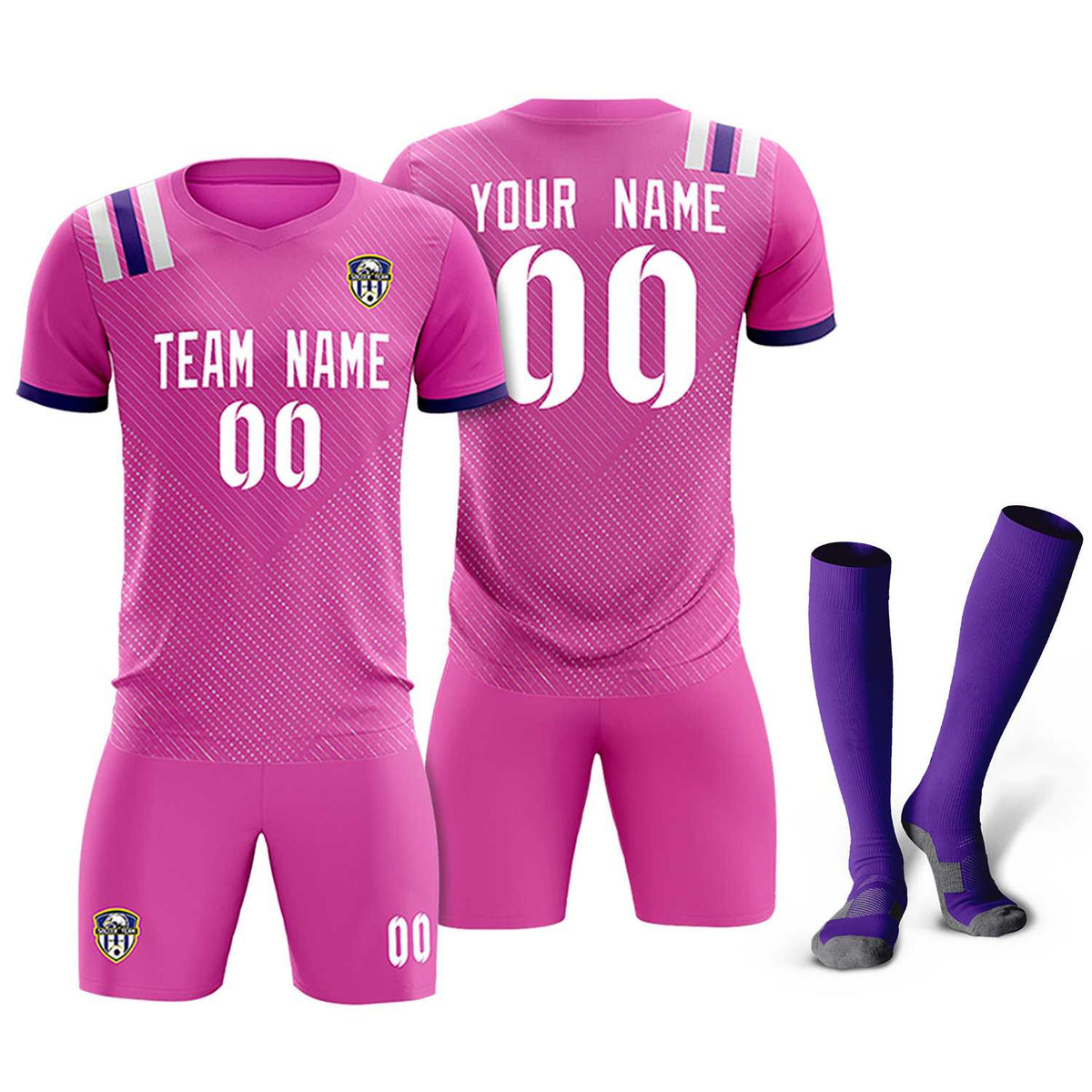 Custom Light Red Striped Sportswear Football Kit Jersey For Adults