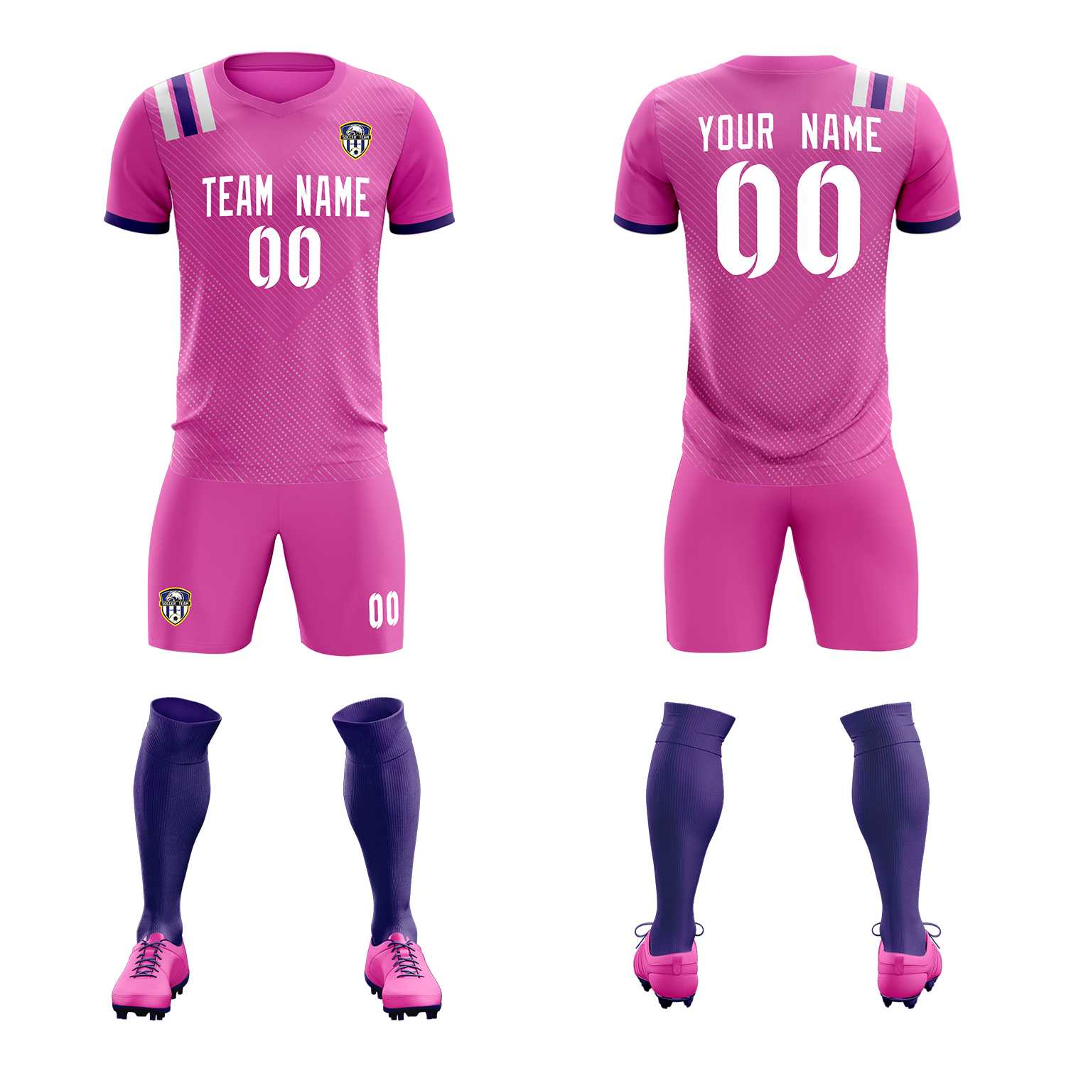 Custom Light Red Striped Sportswear Football Kit Jersey For Adults