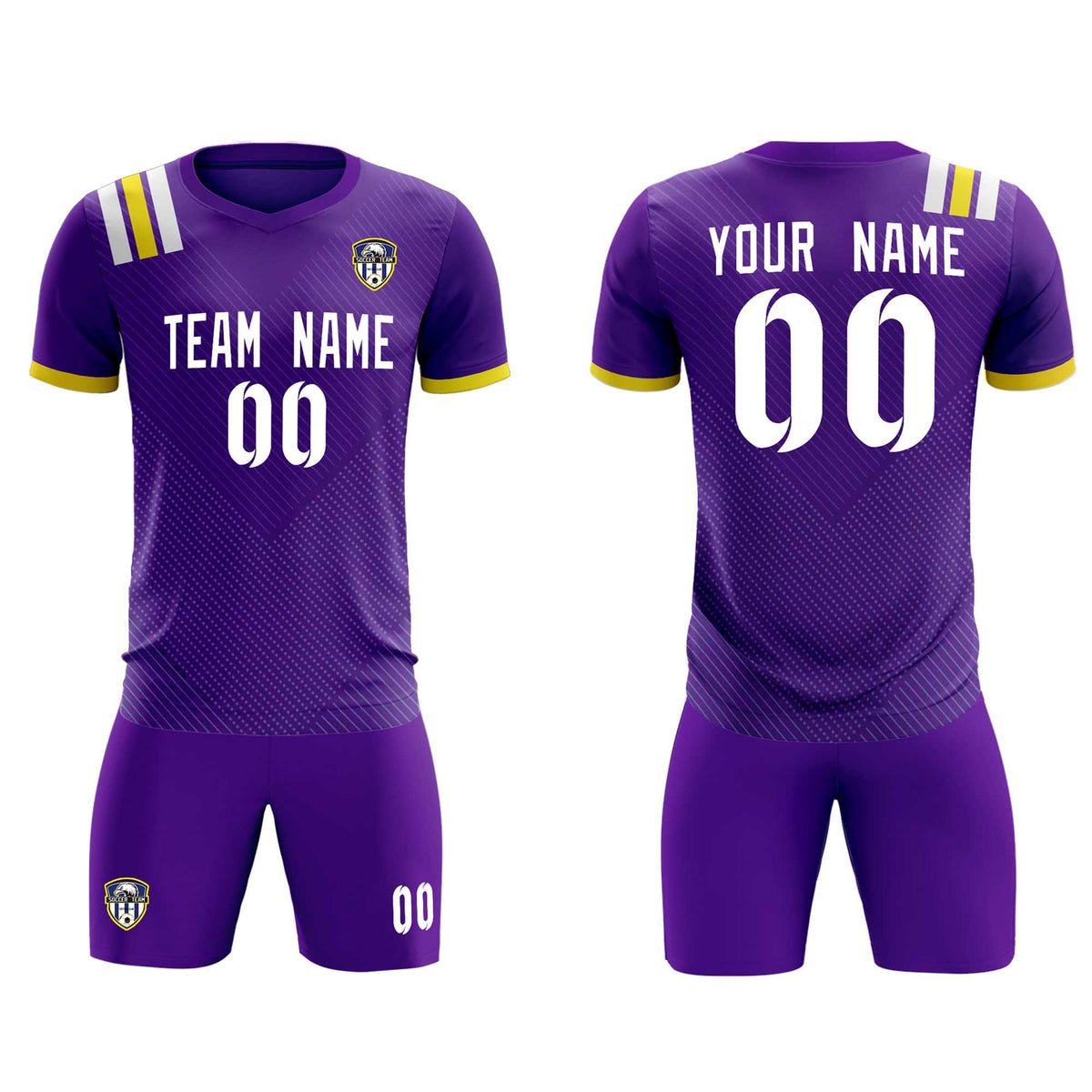 Custom Purple Striped Sportswear Football Kit Jersey For Adults