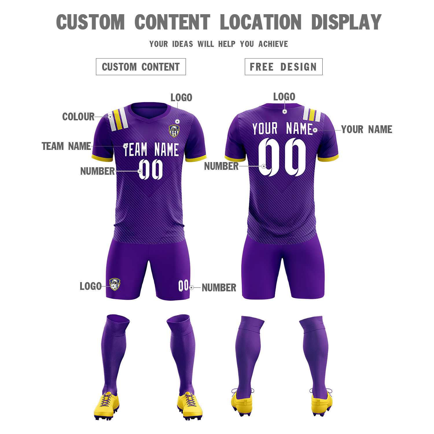 Custom Purple Striped Sportswear Football Kit Jersey For Adults
