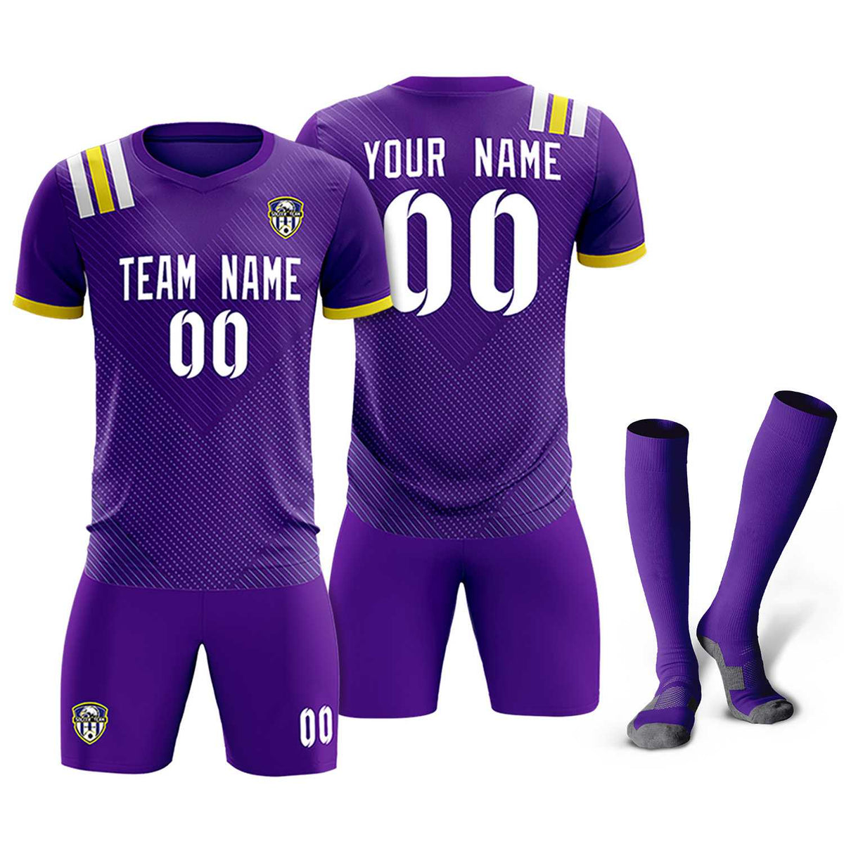 Custom Purple Striped Sportswear Football Kit Jersey For Adults