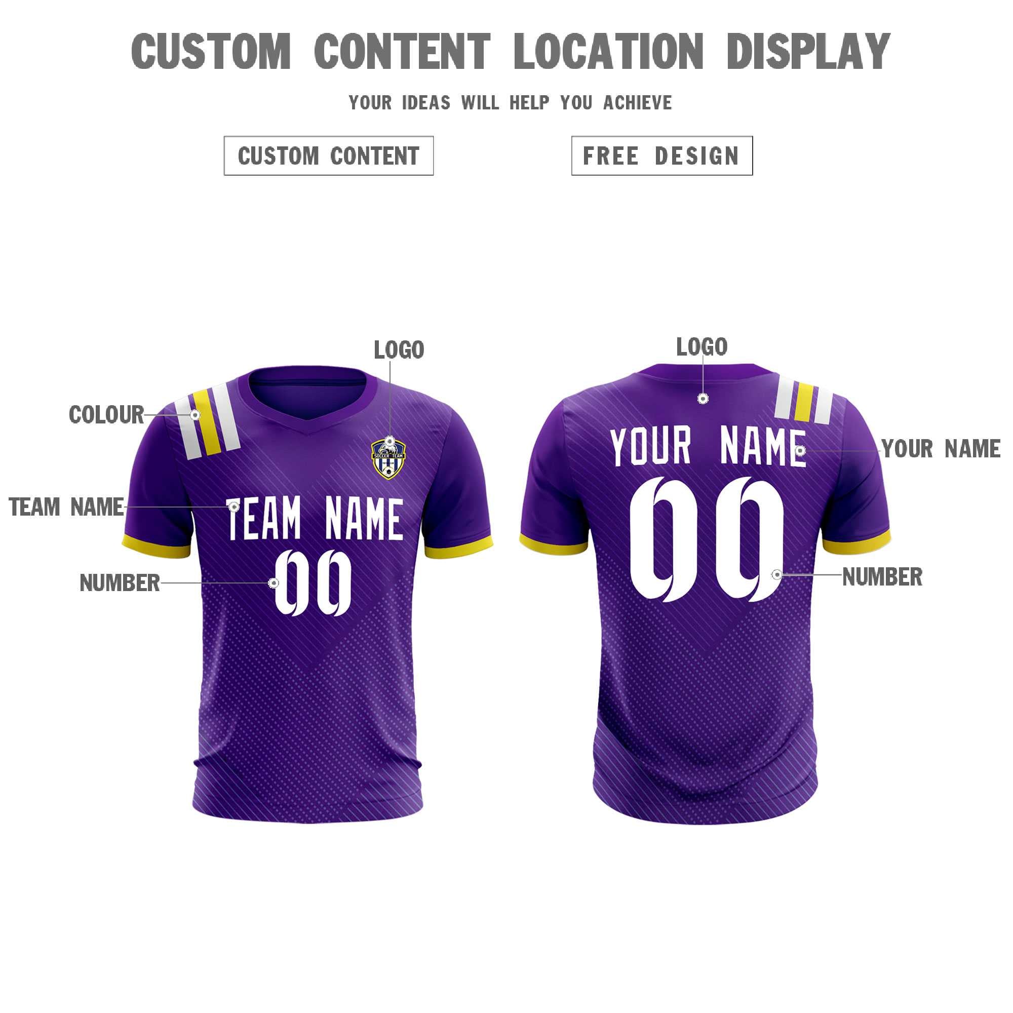 Custom Purple Striped Sportswear Football Kit Jersey For Adults
